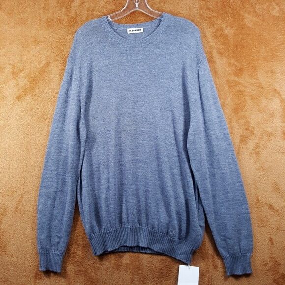 JIL SANDER Sweater Mens Size 54 Gray Pullover Crew Extrafine Virgen Wool $690 - Picture 2 of 11